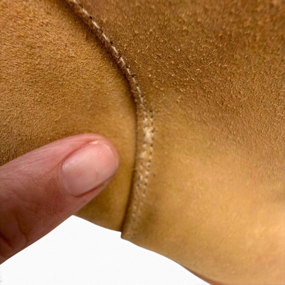 talbots via tassel tie suede ankle boots 9.5m tan almond toe block heel booties - Picture 12 of 12